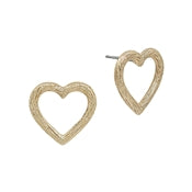 Textured Open Gold Heart Earring