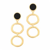 Wood Circle Gold Earring