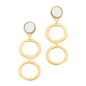 Wood Circle Gold Earring