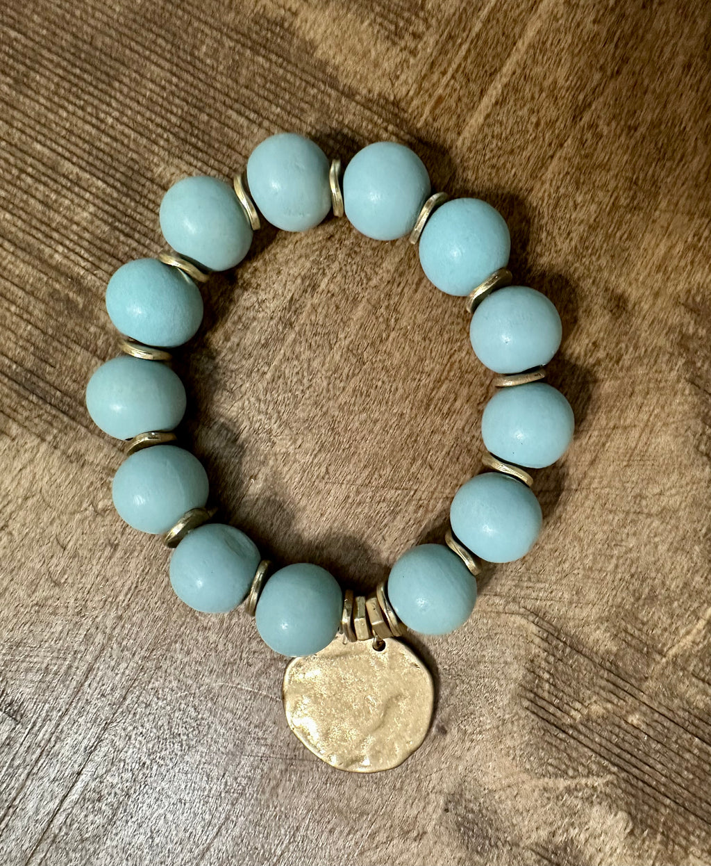 Large beaded bracelet w/charm