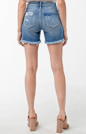 Mid Rise Shorts - Light Wash