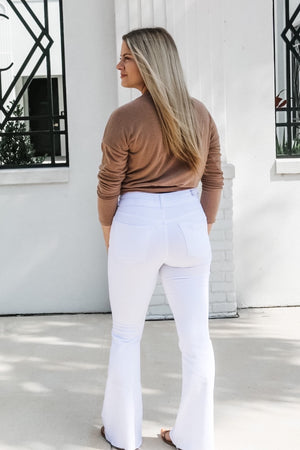Bella White Flare Jeans