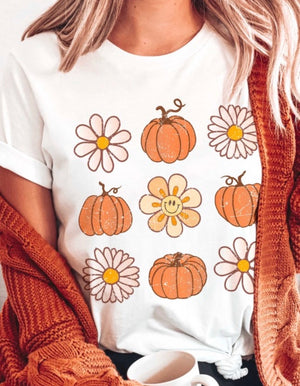 Kids Smiley Daisy Pumpkin Shirt